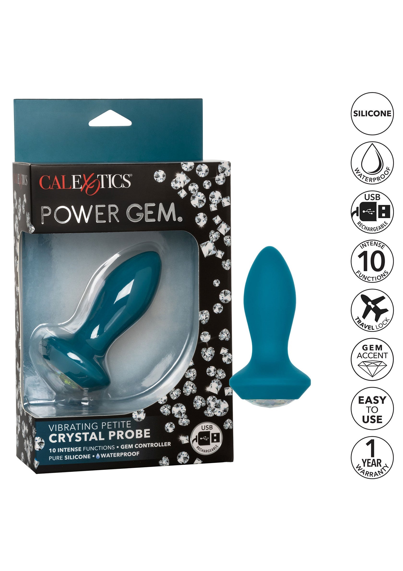 Jouet anal CalExotics Vibrating Petite Crystal Probe