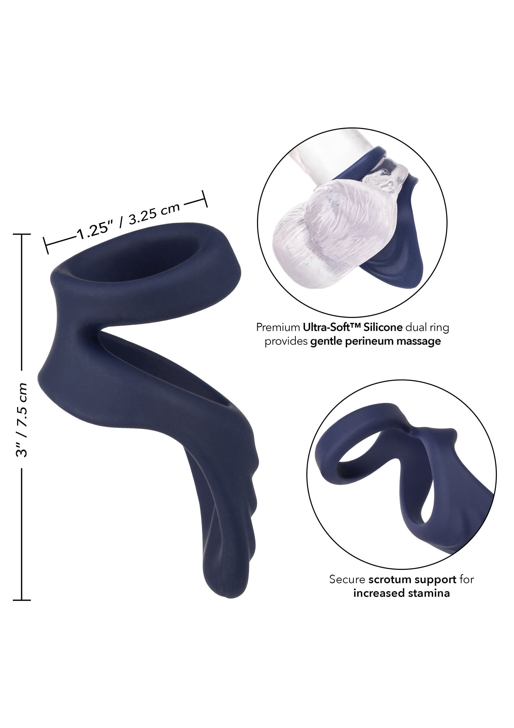 Performance masculine CalExotics Viceroy Perineum Dual Ring