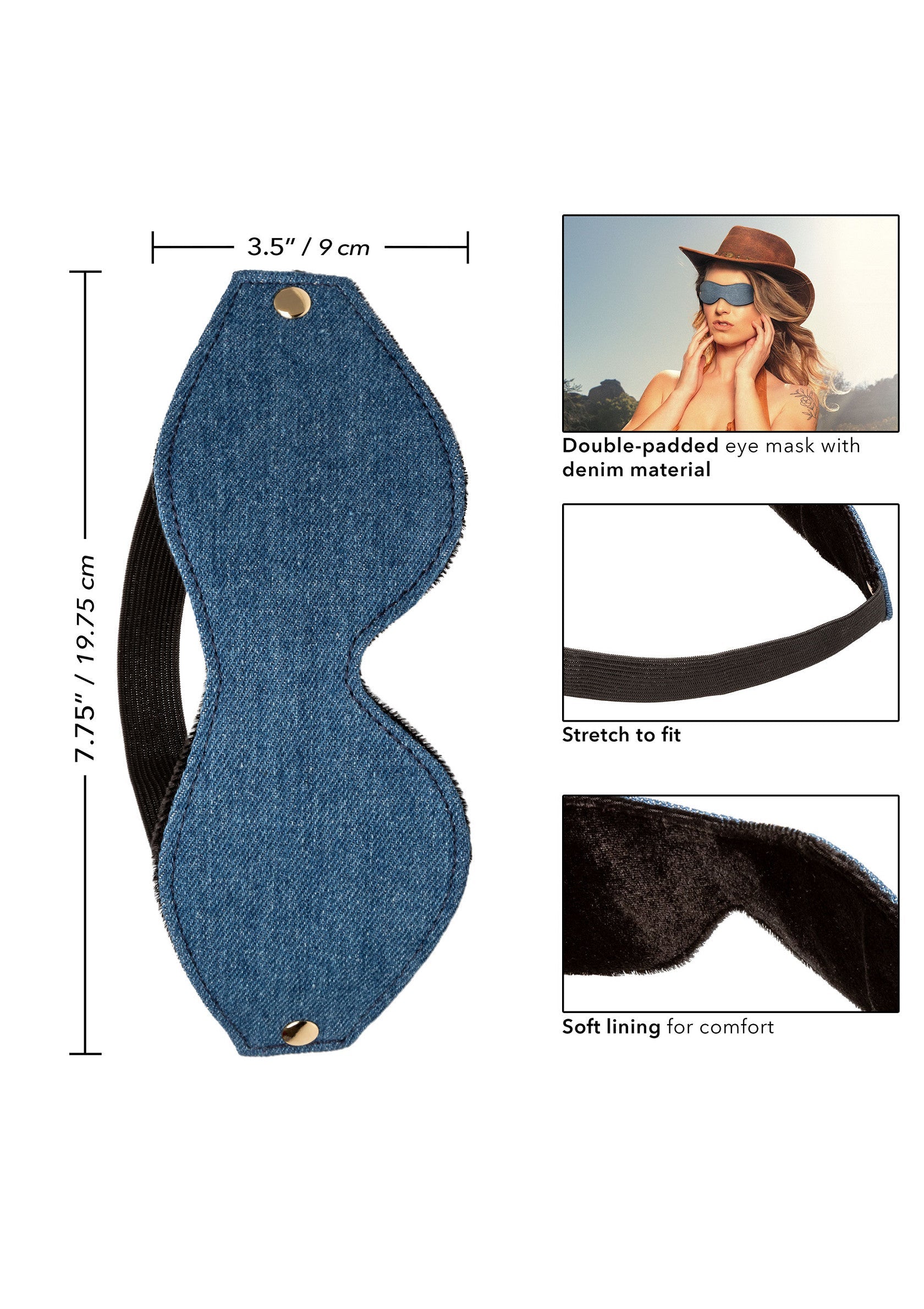 Accessoire BDSM CalExotics Ride Em Denim Eye Mask