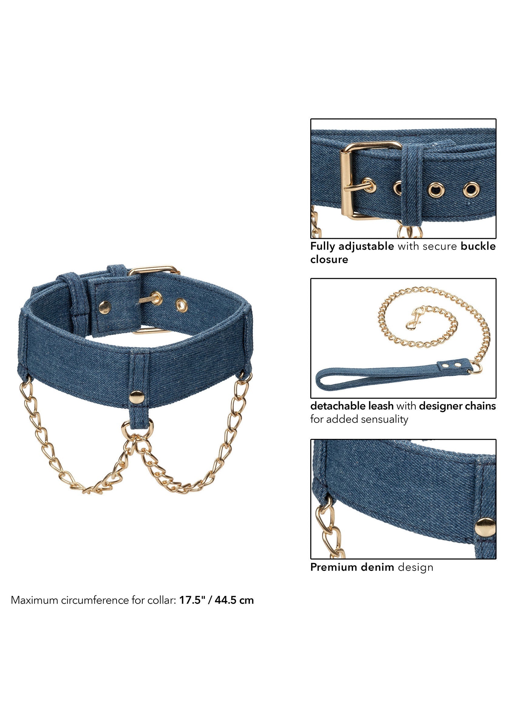 Accessoire BDSM CalExotics Ride Em Denim Collar + Leash
