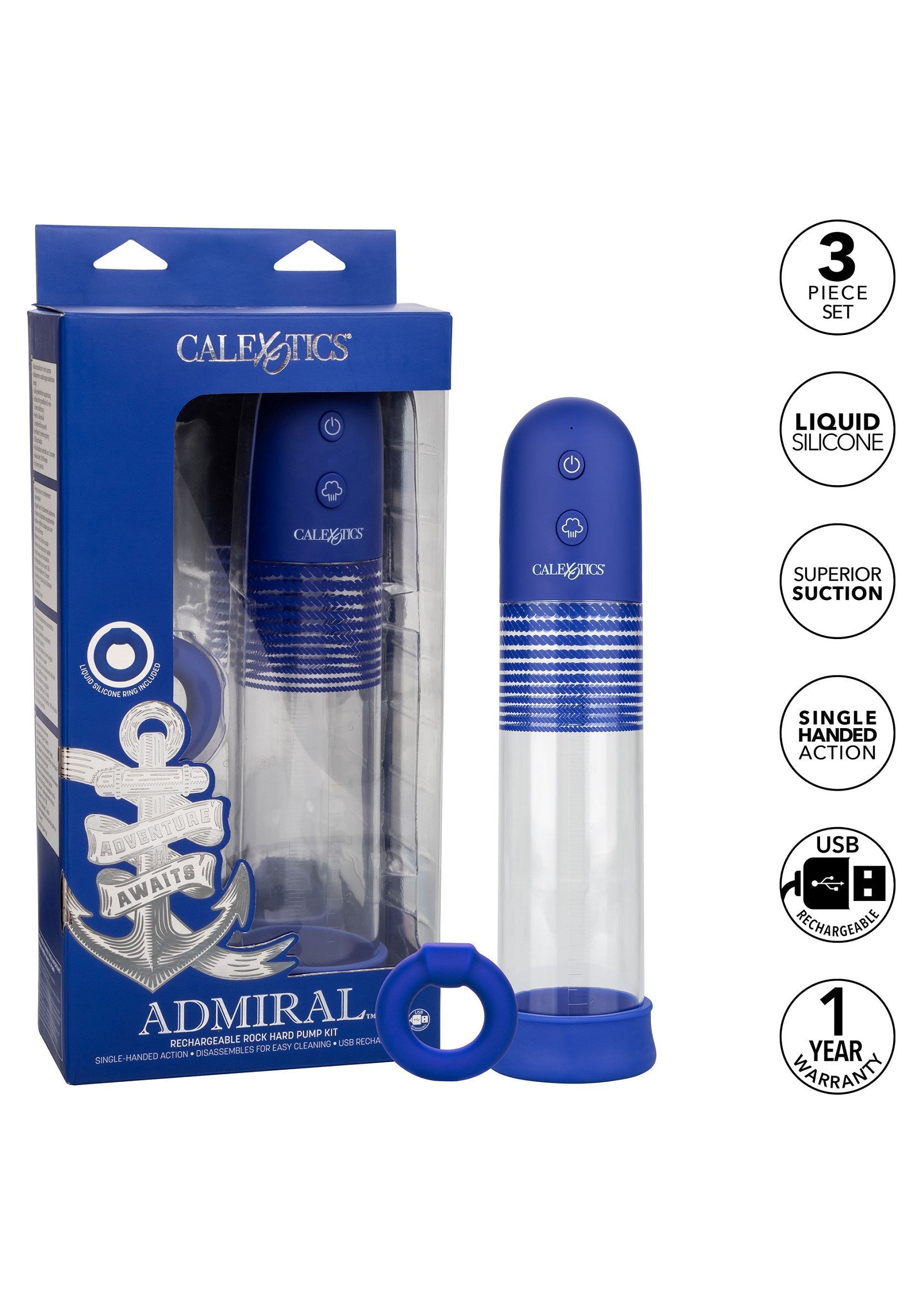 Performance masculine CalExotics Admiral Rechargeable Pump Kit