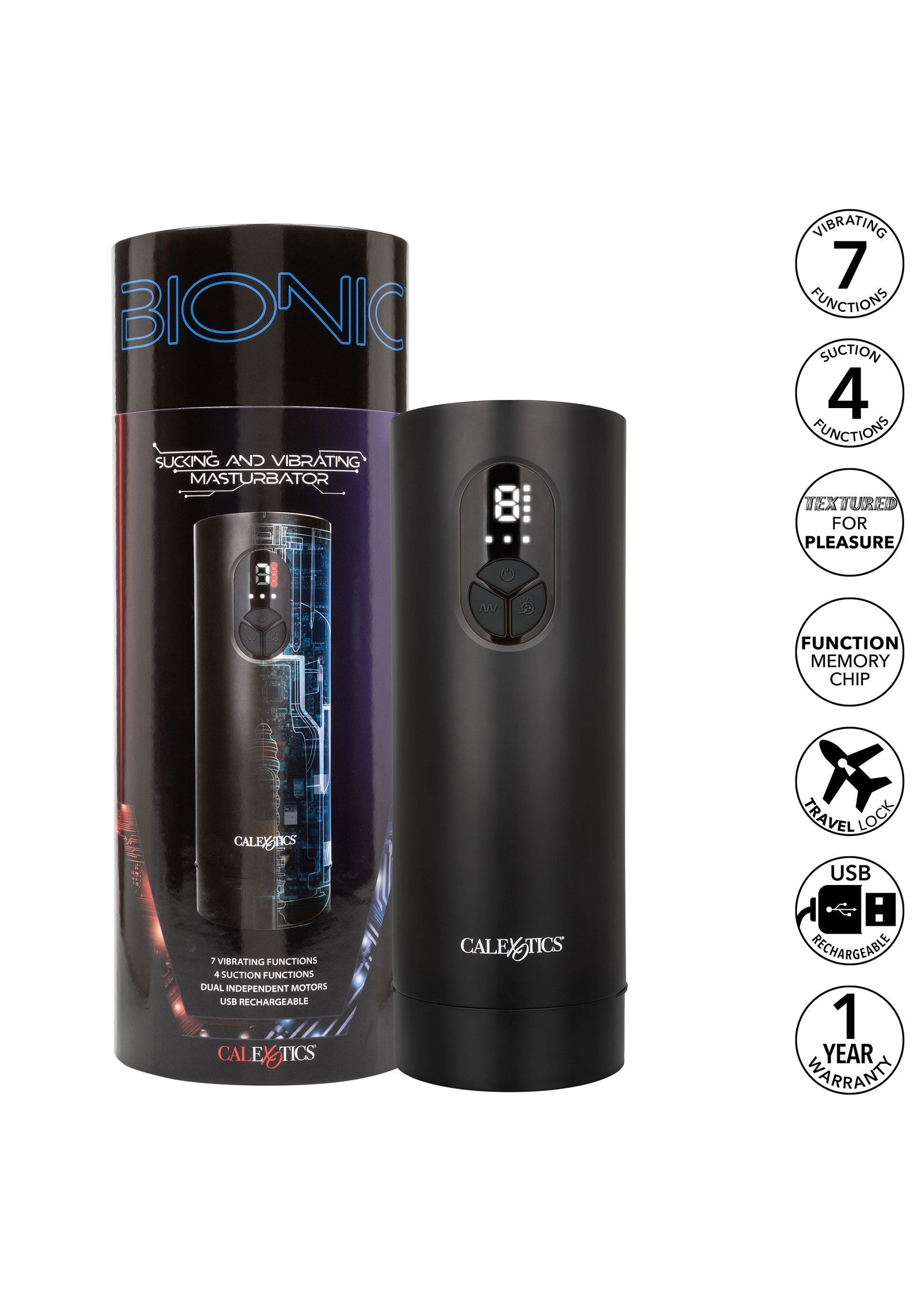 Masturbateur CalExotics Bionic Sucking and Vibrating Masturbator