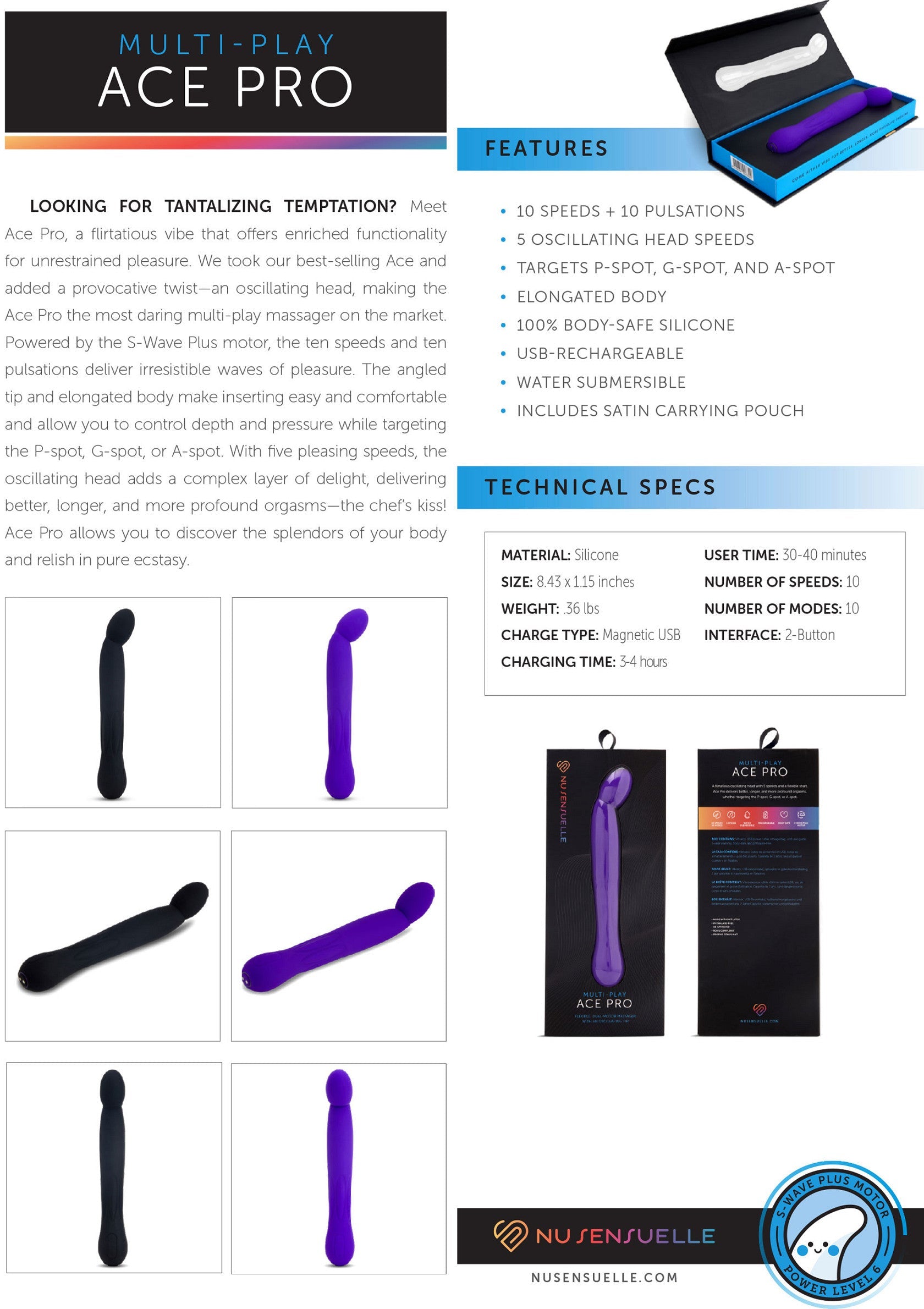 Jouet anal Nu Sensuelle Ace Pro Prostate + G-Spot Vibrator