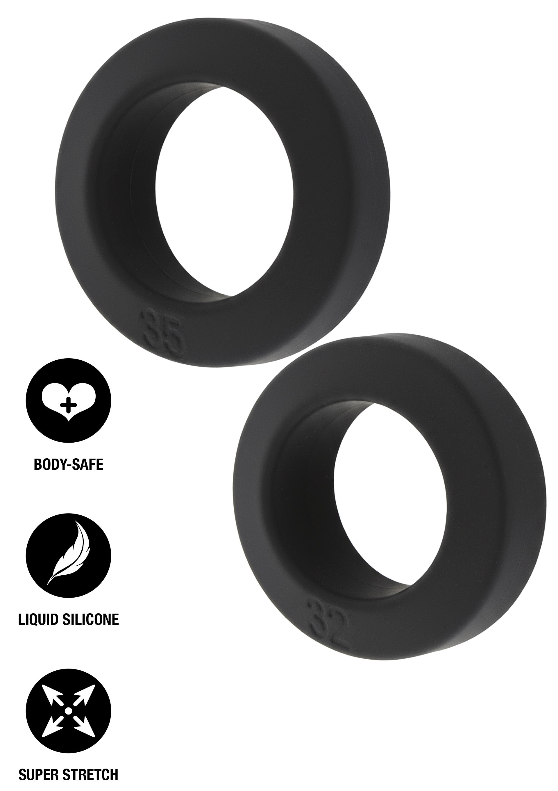 Performance masculine Hidden Desire Double Stackers C-Rings 2 Pcs Set L