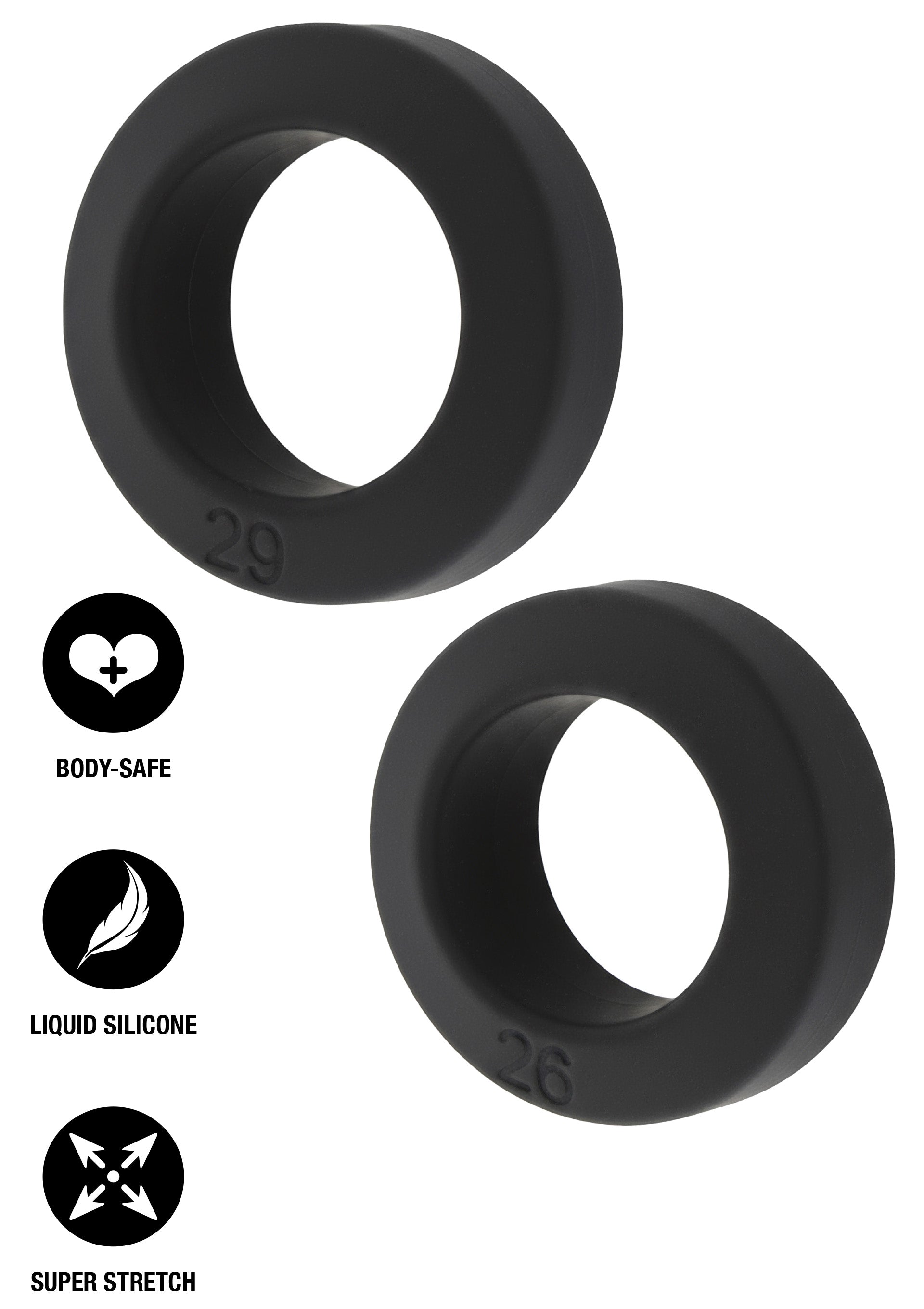 Performance masculine Hidden Desire Double Stackers C-Rings 2 Pcs Set L