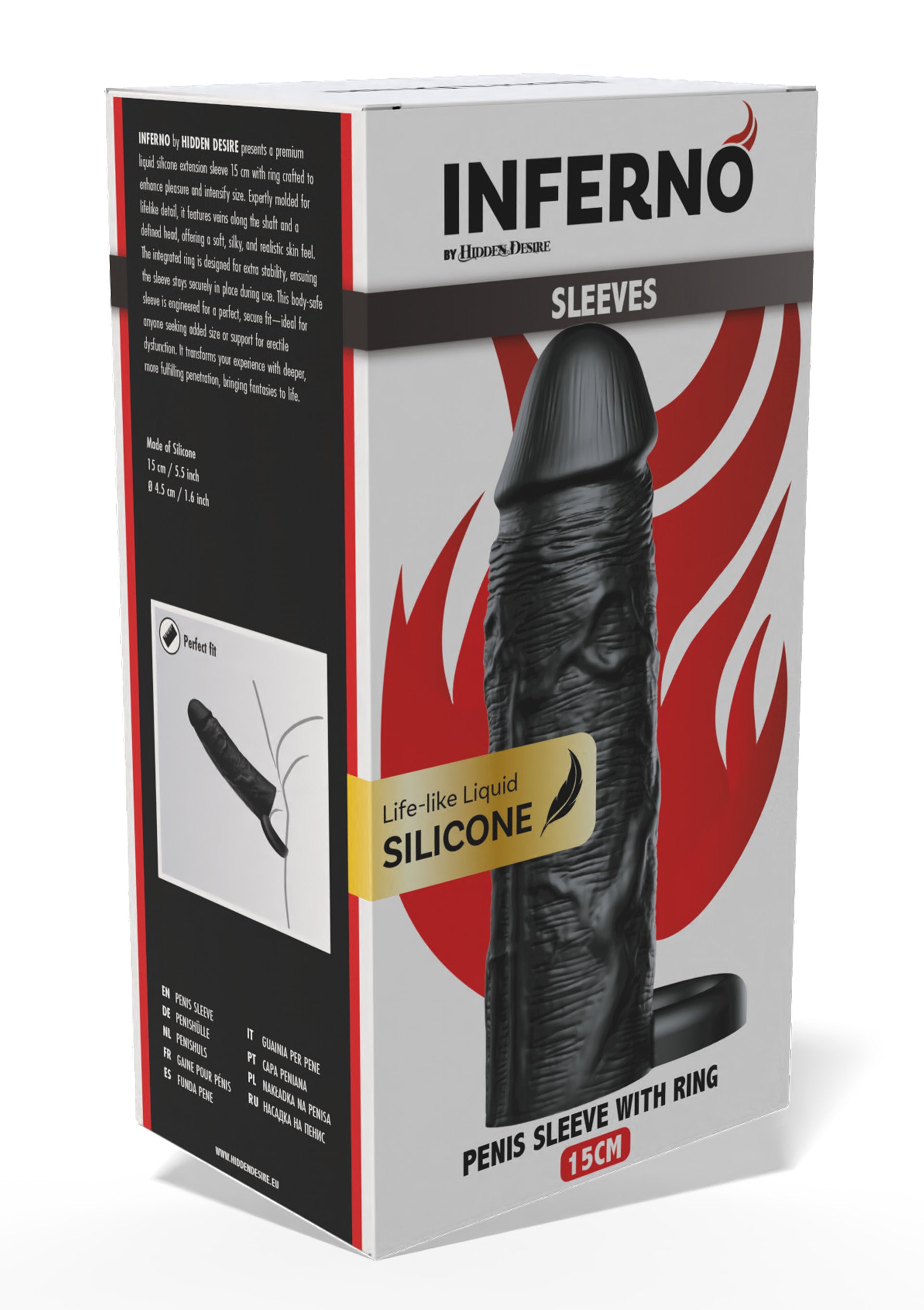 Performance masculine Hidden Desire Penis Sleeve Liquid Silicone Ring 15 cm