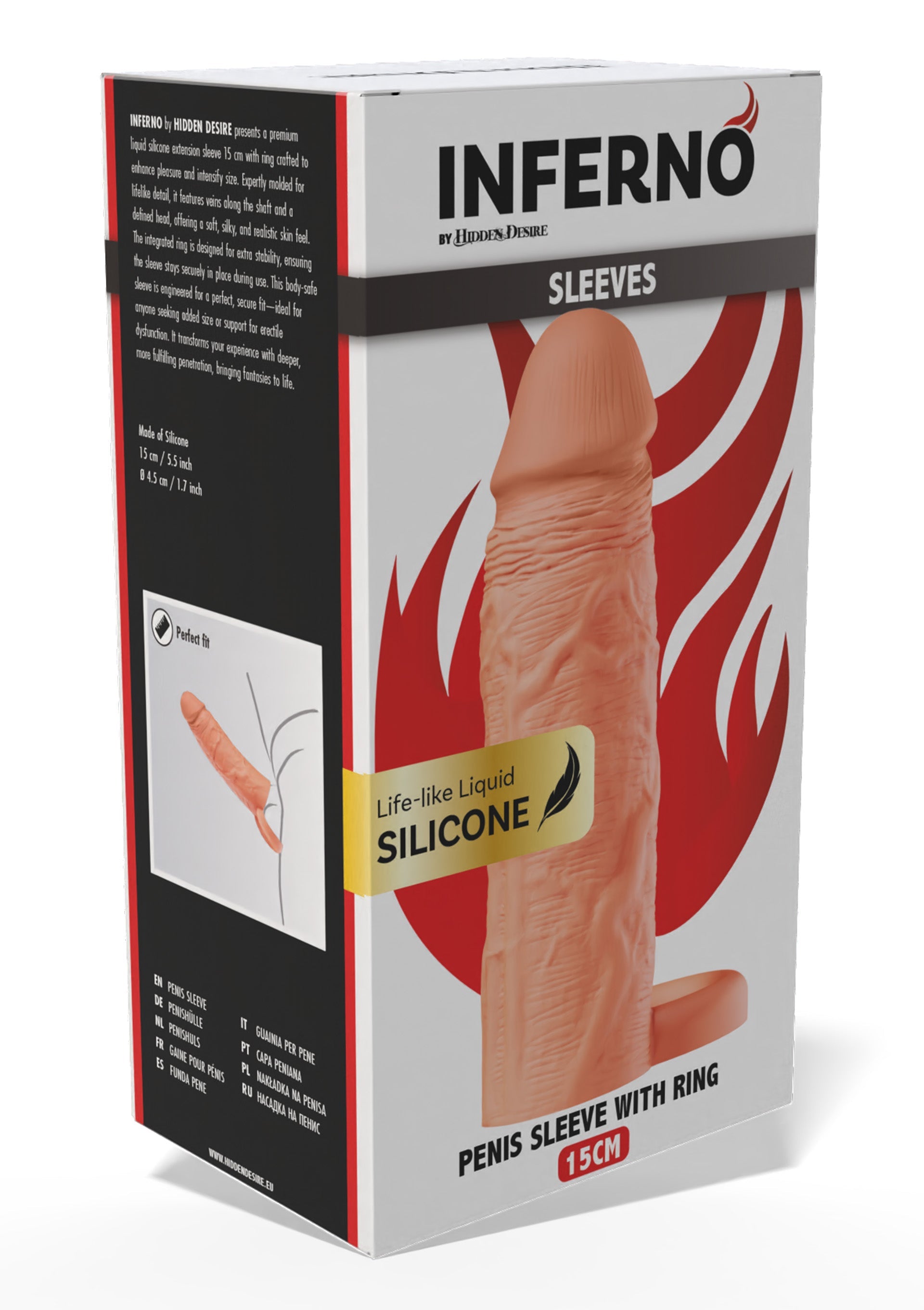 Performance masculine Hidden Desire Penis Sleeve Liquid Silicone Ring 15 cm
