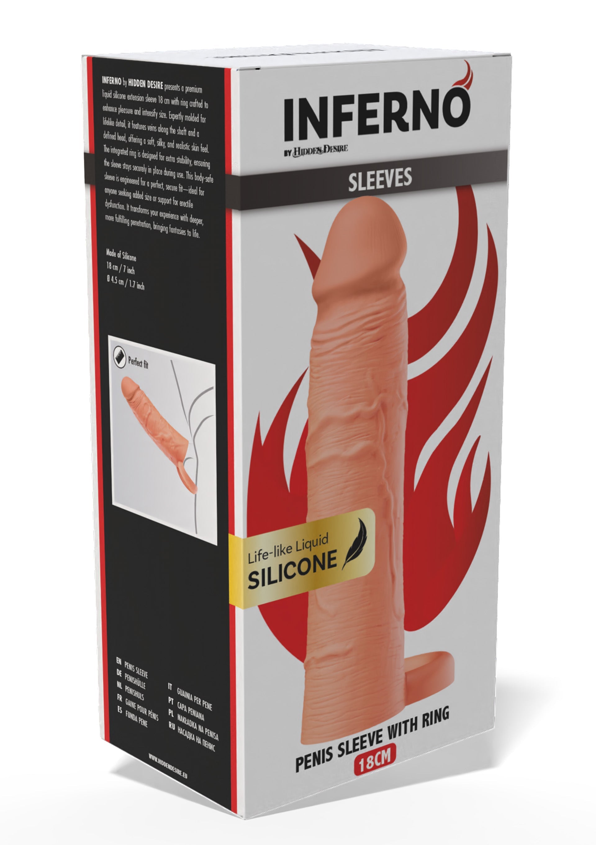 Performance masculine Hidden Desire Penis Sleeve Liquid Silicone Ring 18 cm
