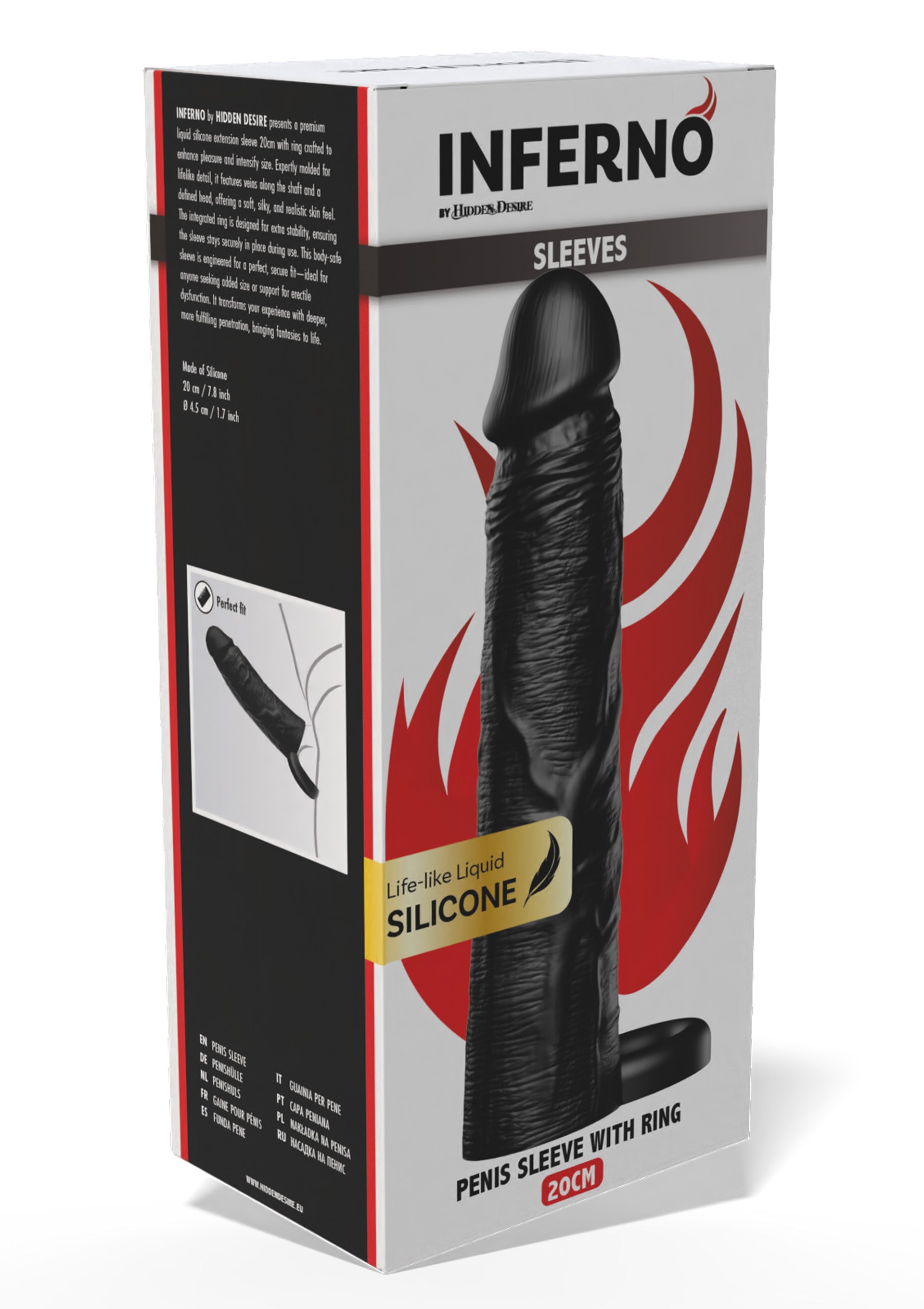 Performance masculine Hidden Desire Penis Sleeve Liquid Silicone Ring 20 cm