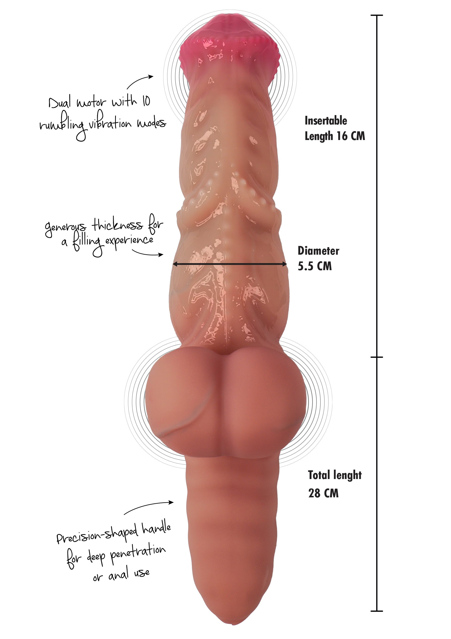 Dildo Hidden Desire Mutant Rumbler Vibrating Dildo Liquid Silicone