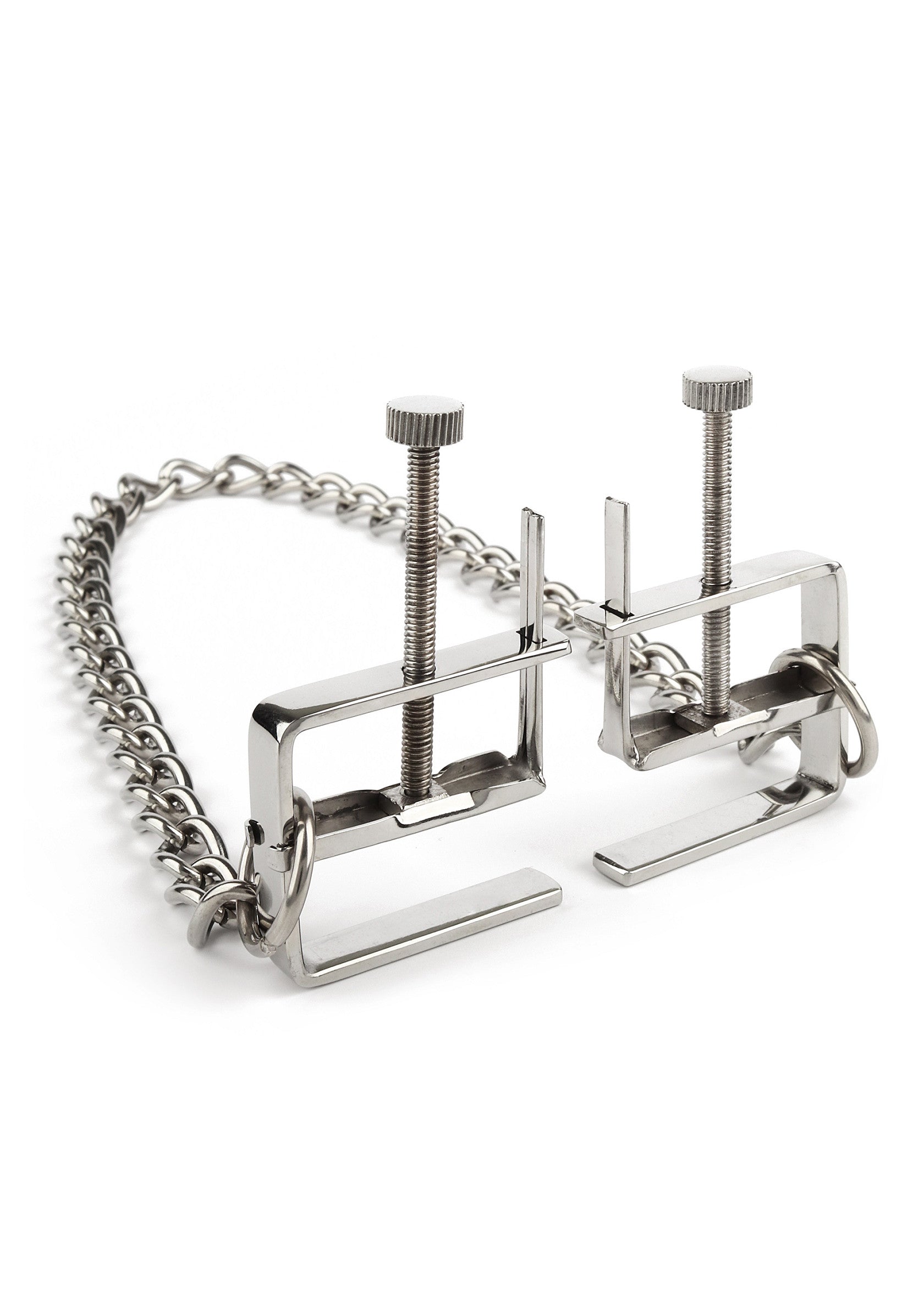 Accessoire BDSM Mr. Steel Press Nipple Clamps With Chain