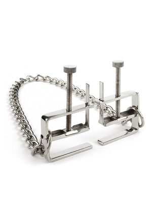 Accessoire BDSM Mr. Steel Press Nipple Clamps With Chain