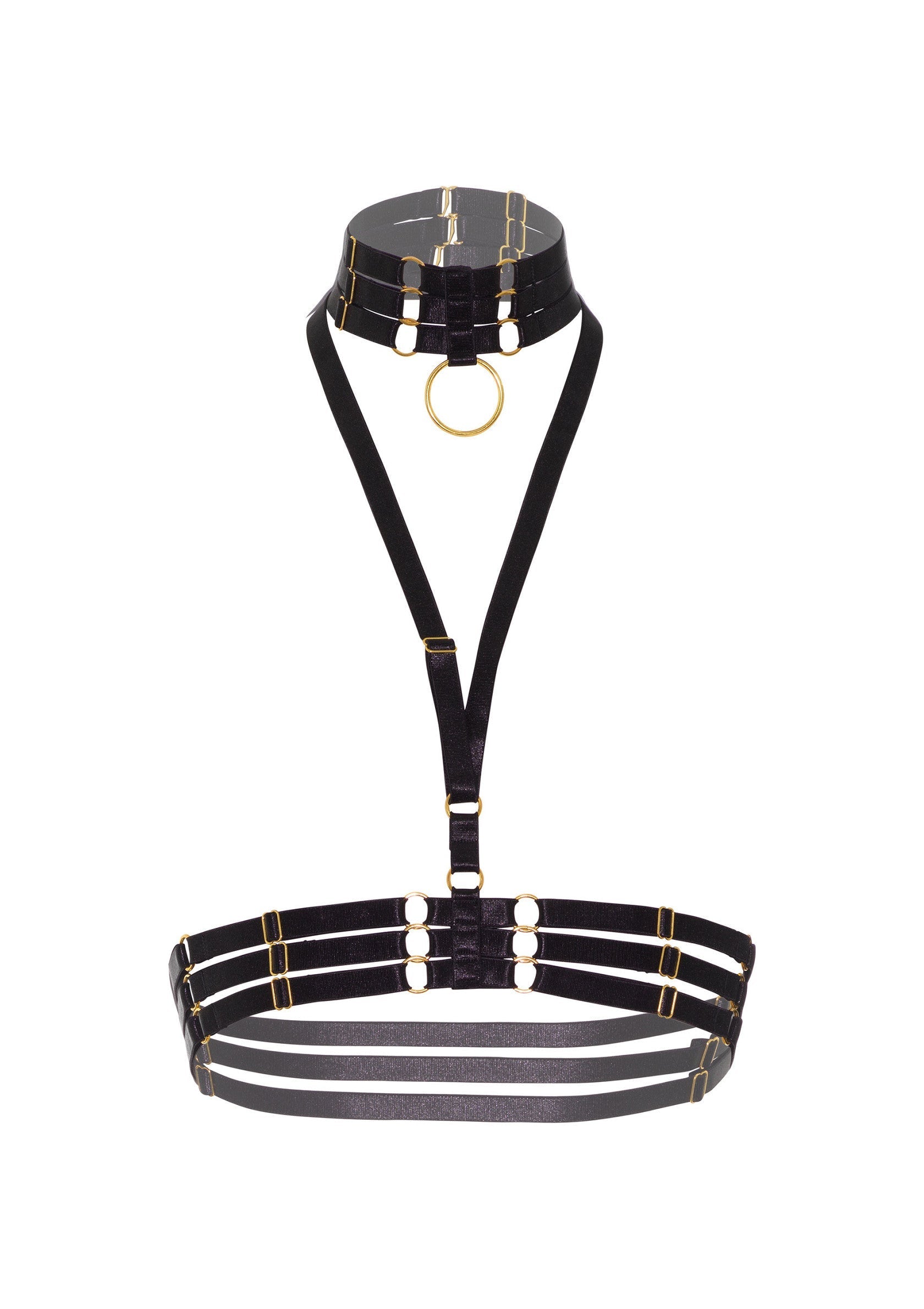 Lingerie Kinky Diva Halter Harness Plus O-Ring Collar