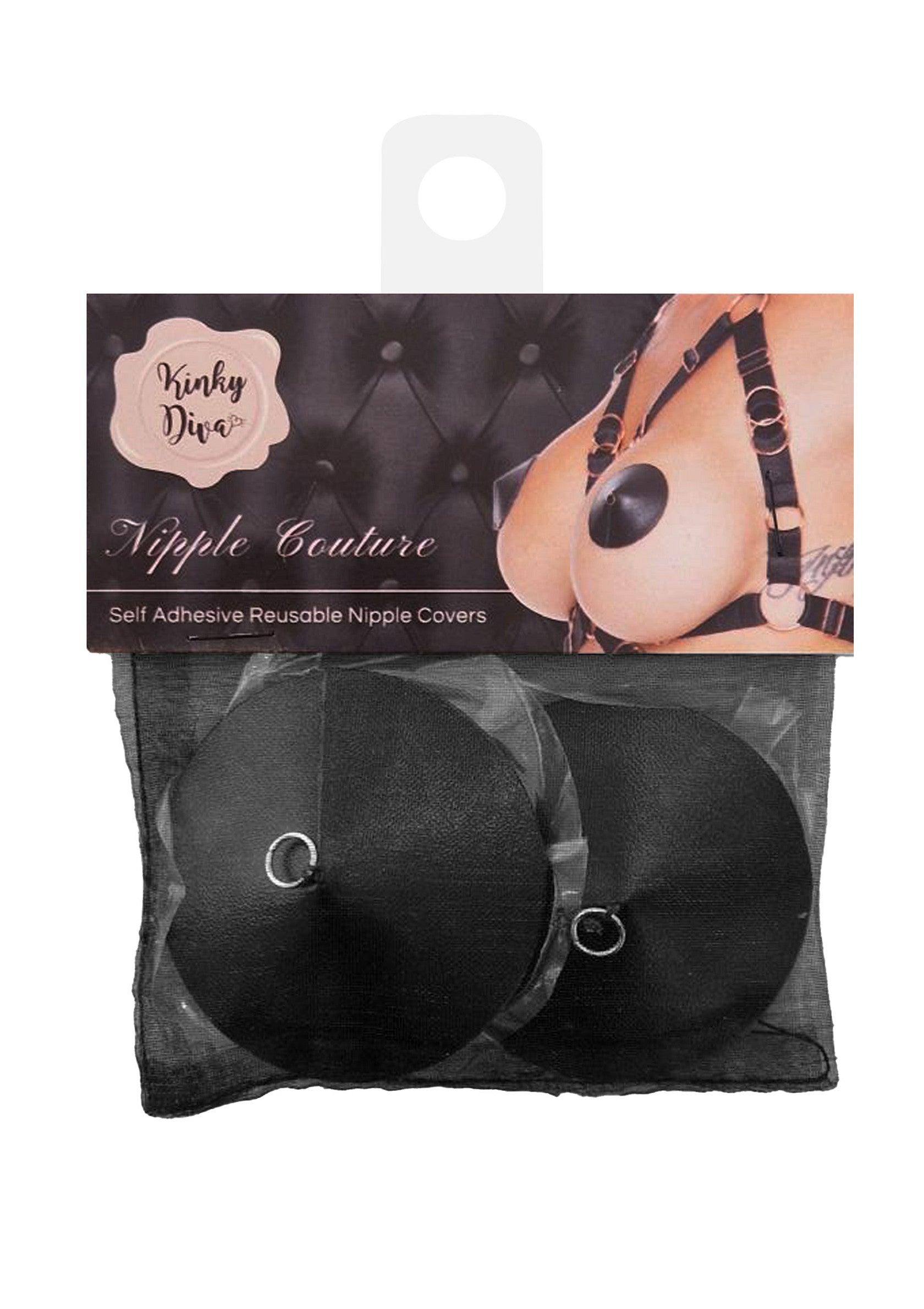 Lingerie Kinky Diva PU Leather Nipple Covers Ring