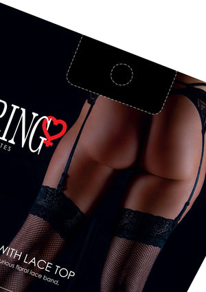 Lingerie Daring Intimates Net Stockings with Lace Top
