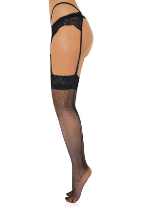 Lingerie Daring Intimates Net Stockings with Lace Top