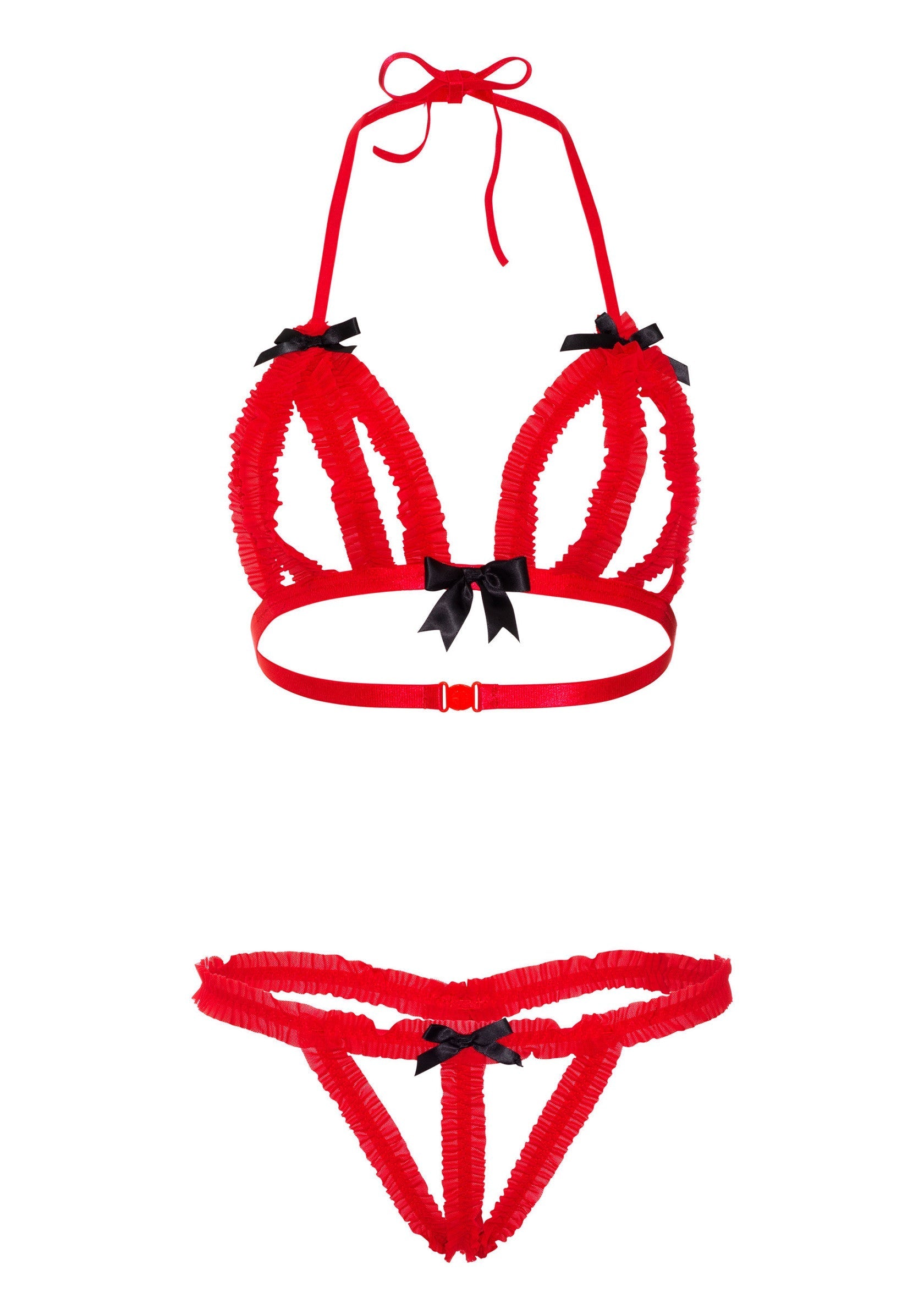 Lingerie Daring Intimates Peek-a-boo Ruffle Bra & Panty