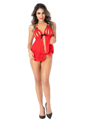 Lingerie Daring Intimates Peek-a-boo Ruffle Babydoll