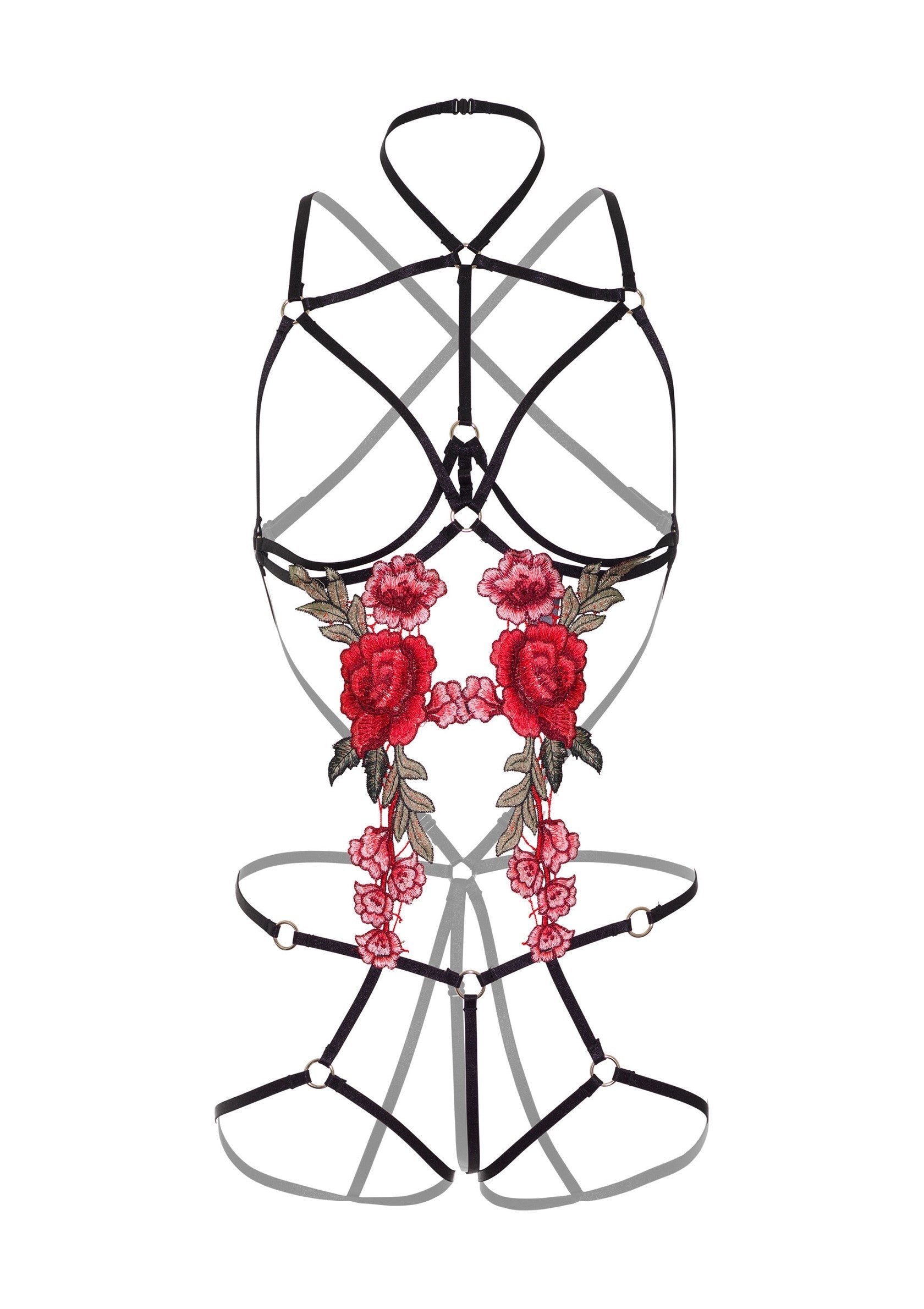 Lingerie Daring Intimates Roses Strappy Teddy with Pasties
