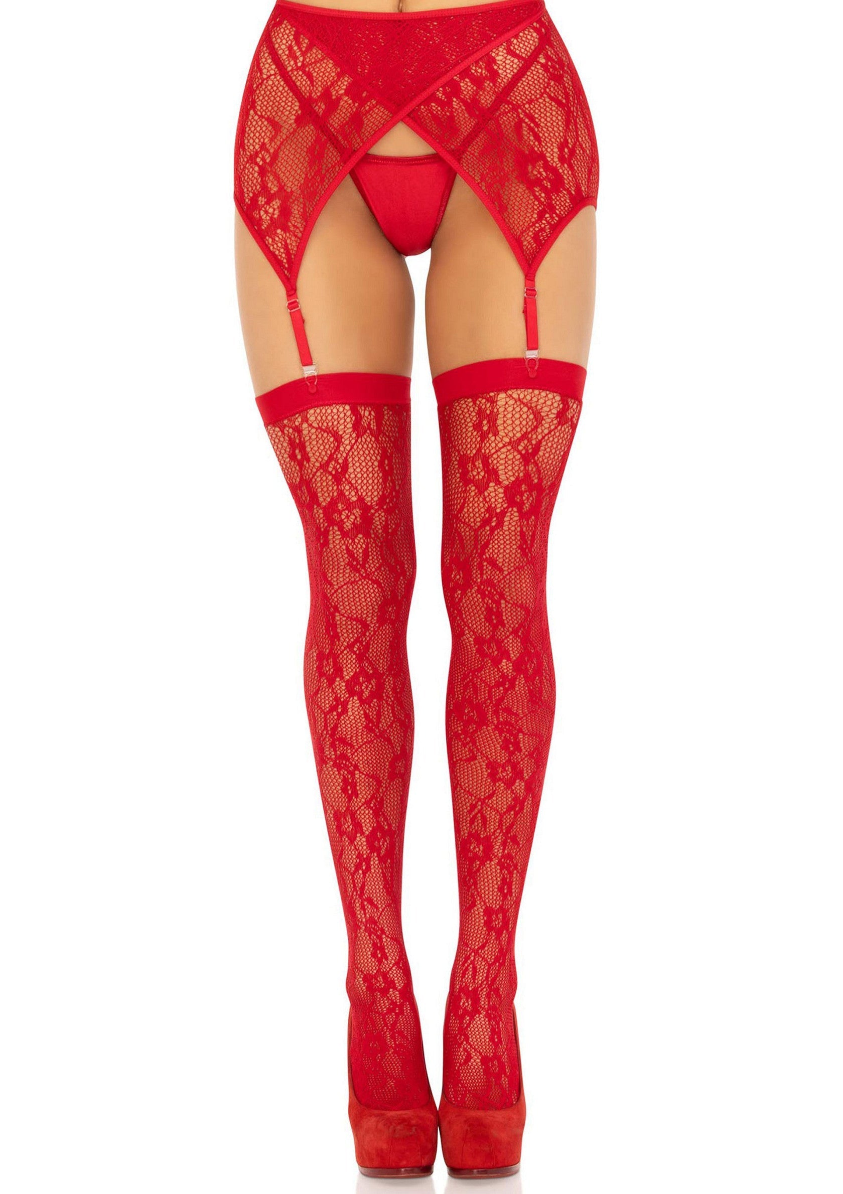 Lingerie Leg Avenue Lace Thigh Highs and Garter Belt