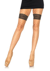 Lingerie Leg Avenue Diamond Net Pantyhose With Floral