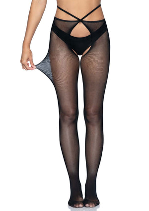 Lingerie Leg Avenue Micronet Strappy Crotchless Pantyhose