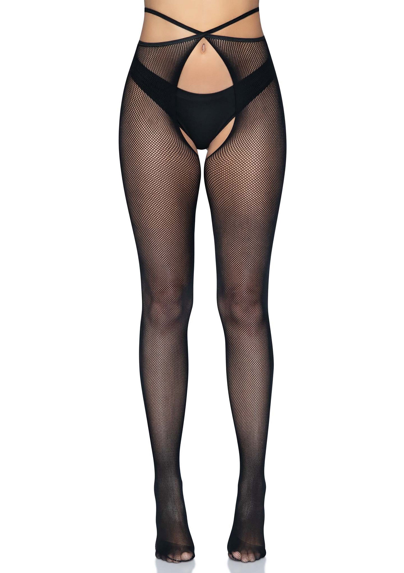 Lingerie Leg Avenue Micronet Strappy Crotchless Pantyhose