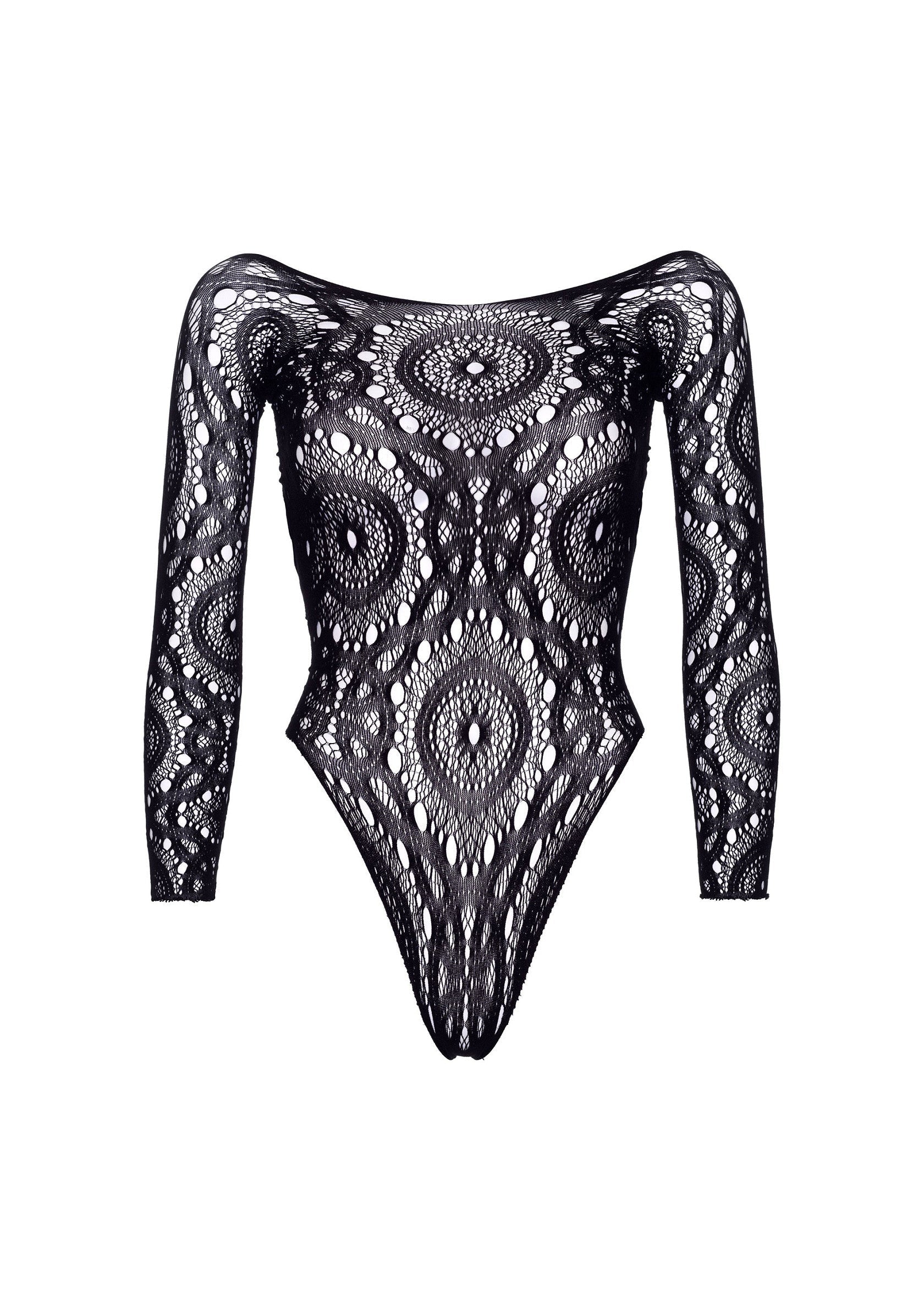 Lingerie Leg Avenue Long Sleeved Snap Crotch Thong Back Teddy