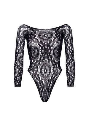 Lingerie Leg Avenue Long Sleeved Snap Crotch Thong Back Teddy