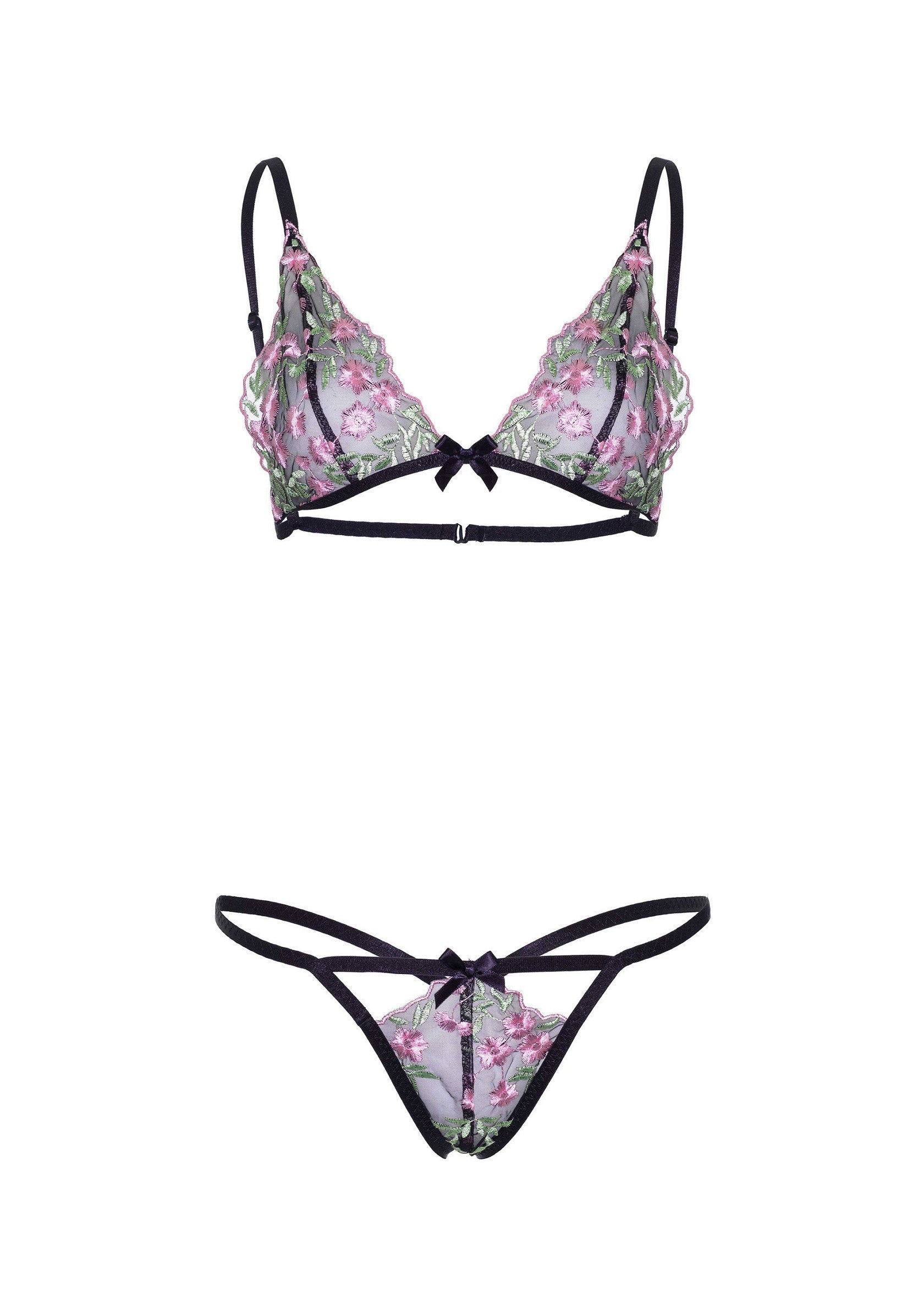 Lingerie Leg Avenue Floral Sheer Bra and String