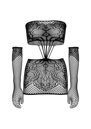 Lingerie Leg Avenue Strappy Lace Dress and Matching Gloves