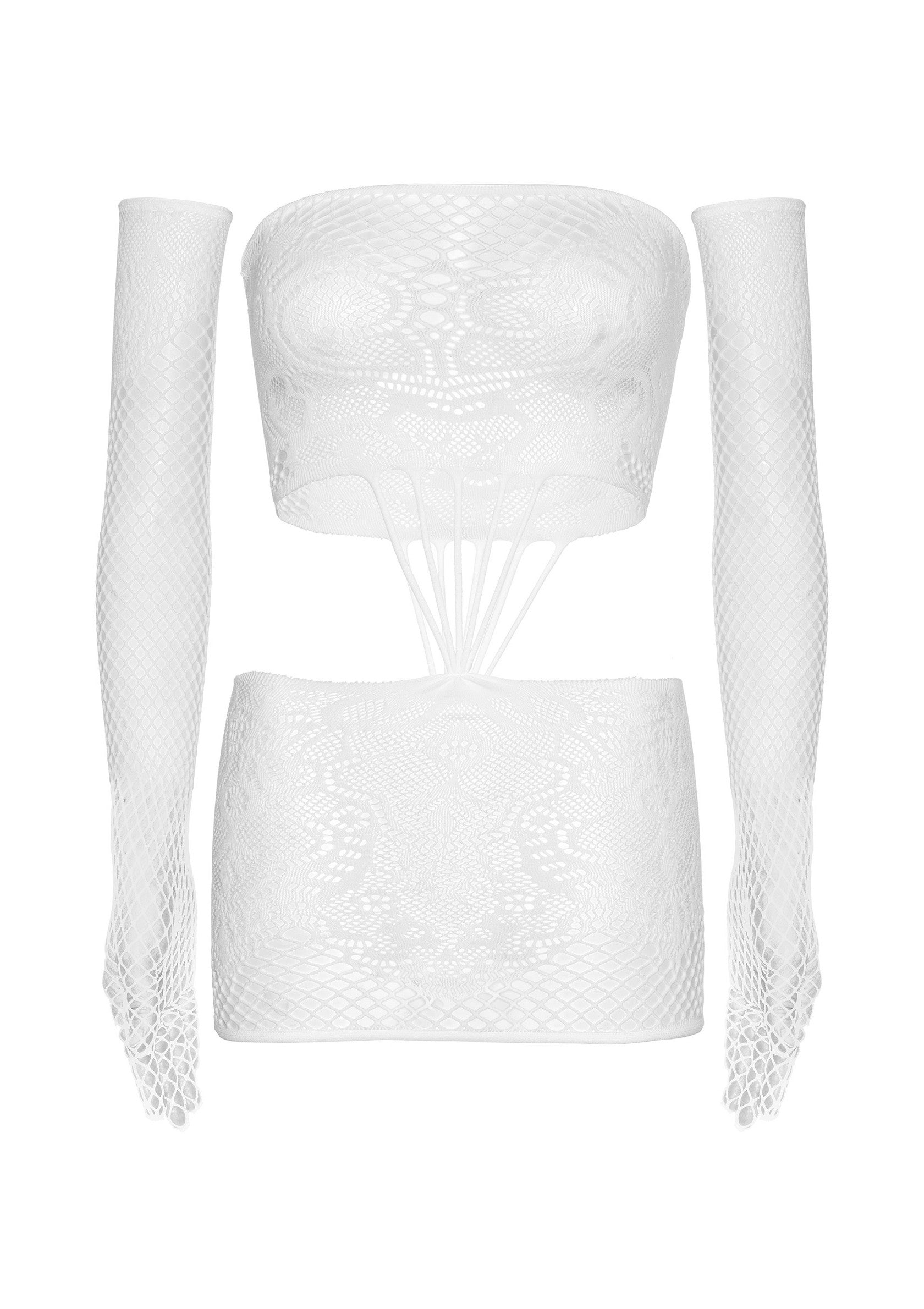 Lingerie Leg Avenue Strappy Lace Dress and Matching Gloves