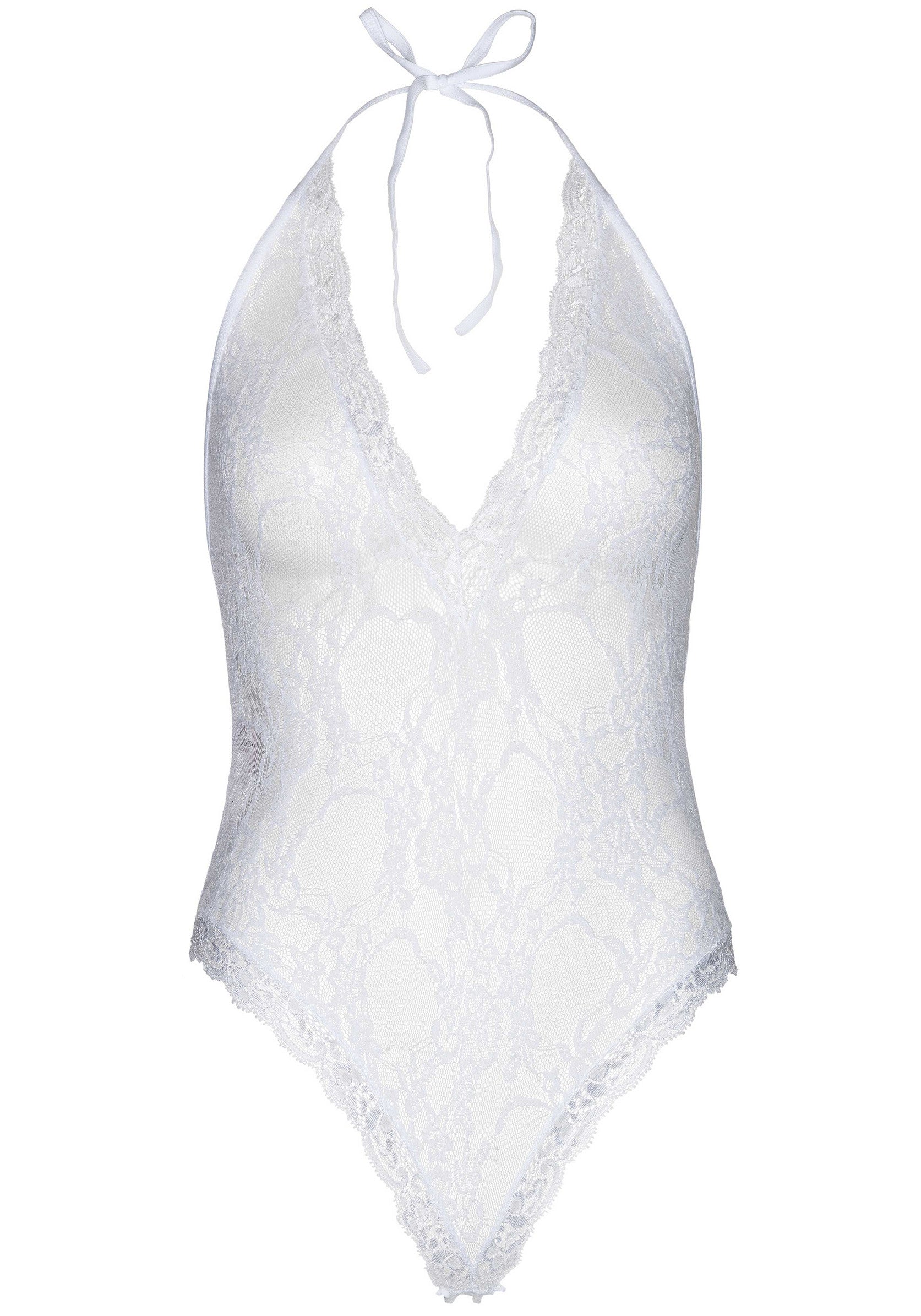 Lingerie Leg Avenue Floral Lace Deep-V Teddy and Stockings