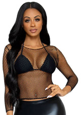 Lingerie Leg Avenue Elastane Long Sleeved Fishnet Shirt