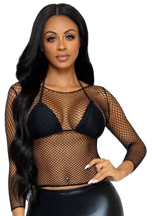Lingerie Leg Avenue Elastane Long Sleeved Fishnet Shirt