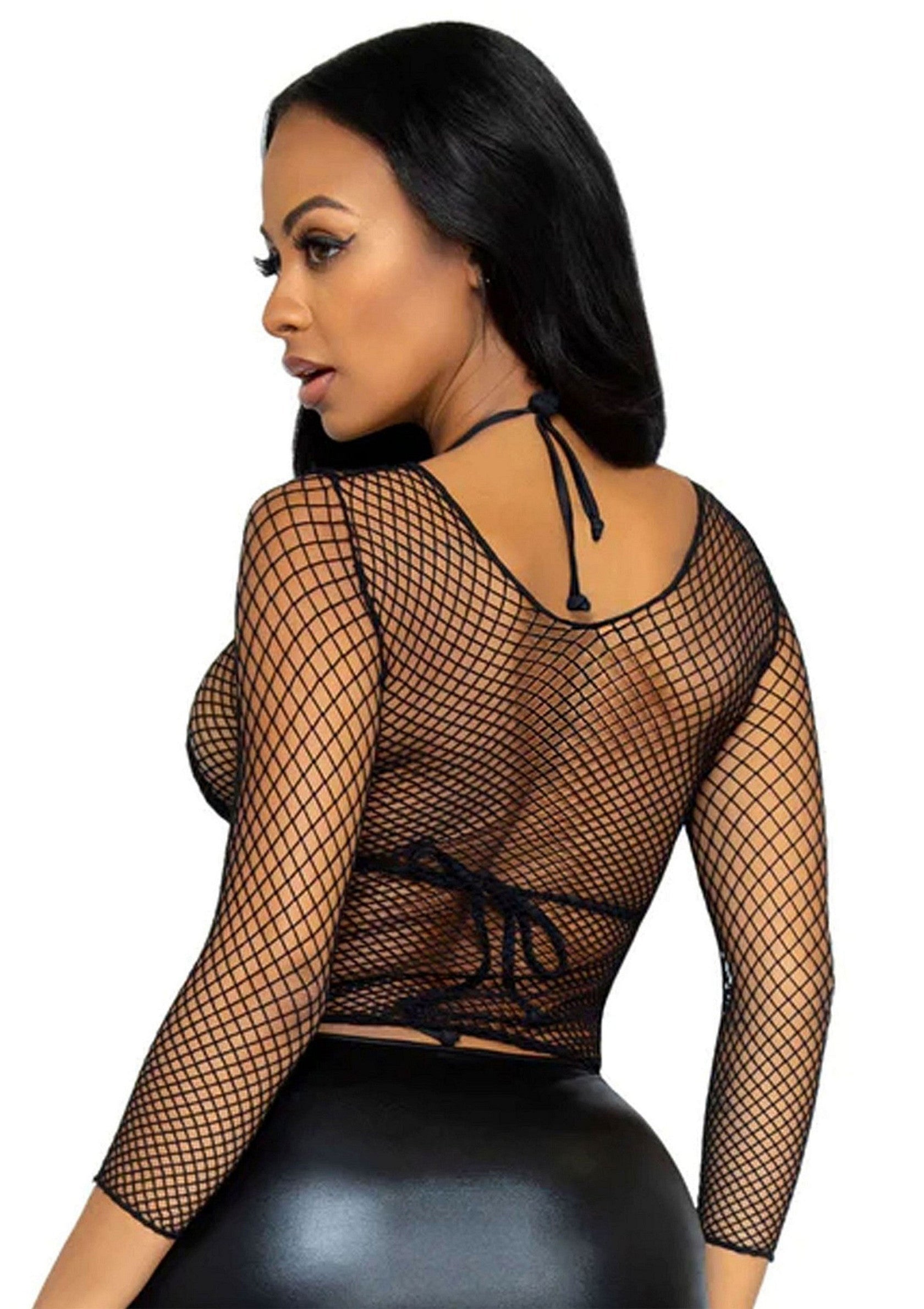 Lingerie Leg Avenue Elastane Long Sleeved Fishnet Shirt