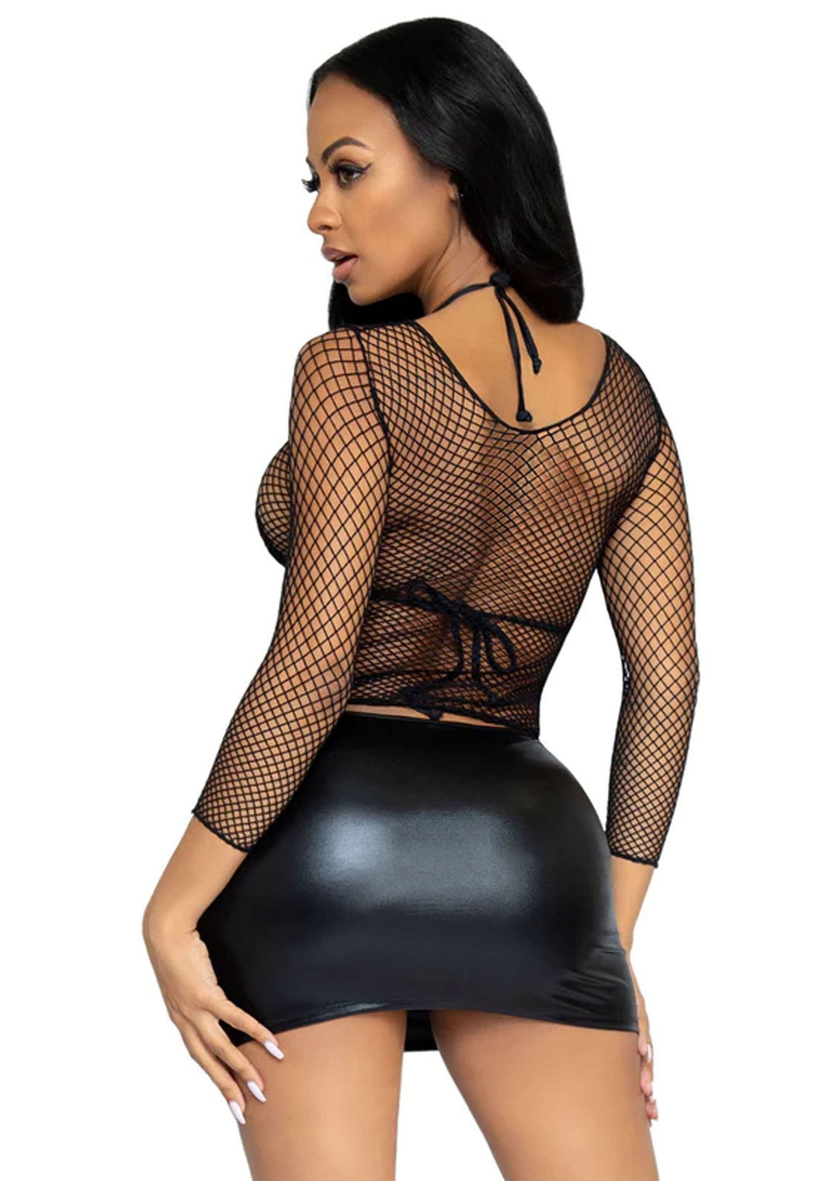 Lingerie Leg Avenue Elastane Long Sleeved Fishnet Shirt