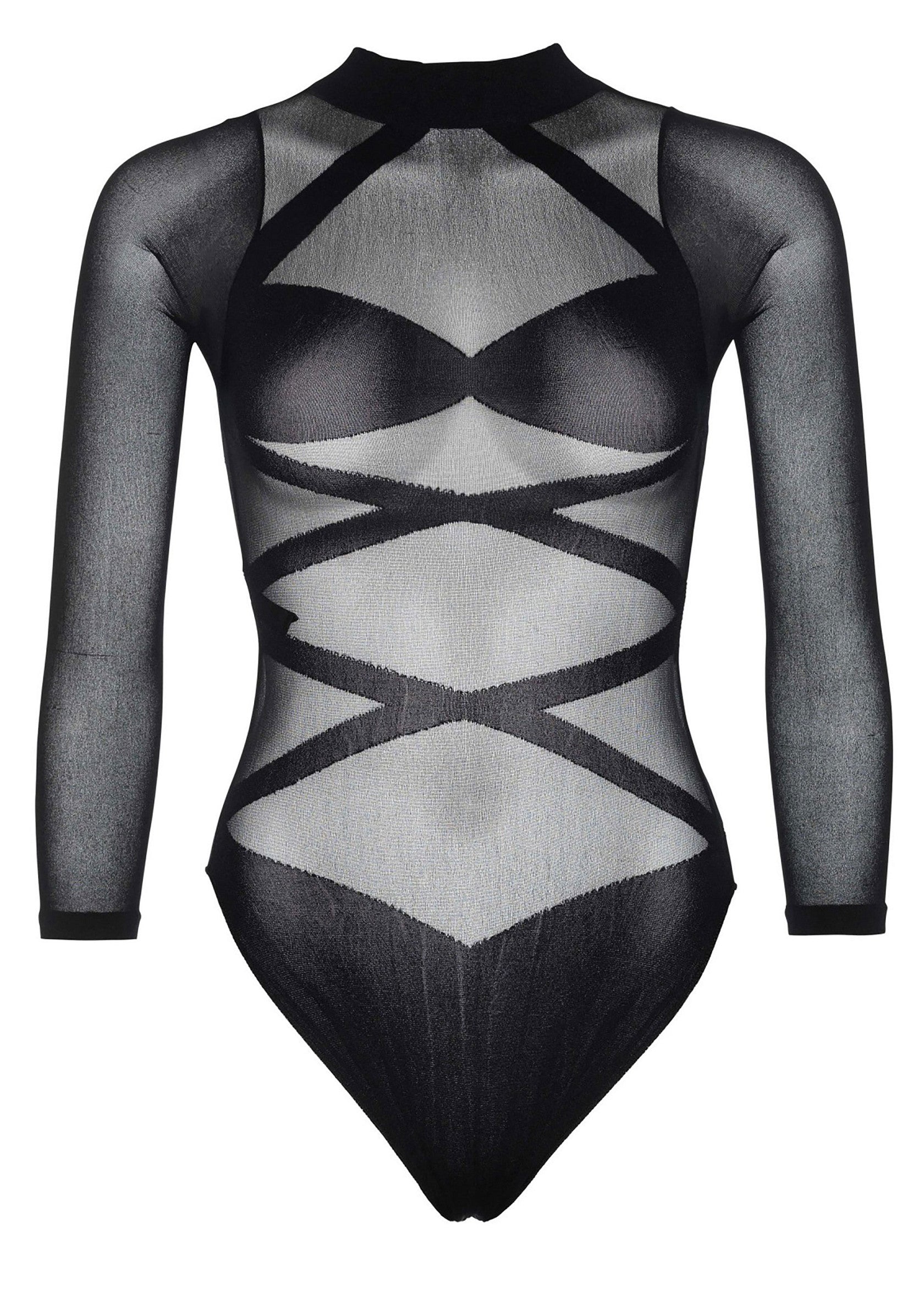 Lingerie Leg Avenue Opaque Criss Cross Bodysuit and Thigh Highs