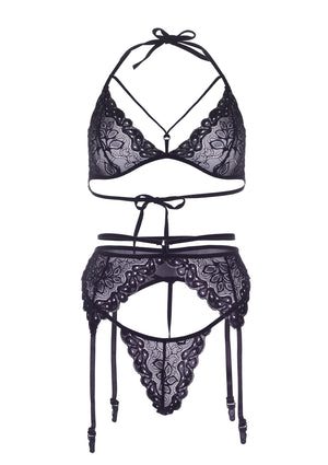 Lingerie Leg Avenue Cage Strap Bra, String and Garter Belt