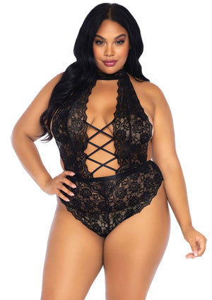 Lingerie Leg Avenue Plus High Neck Crotchless Teddy