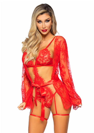 Lingerie Leg Avenue Garter Teddy with String Back and Robe