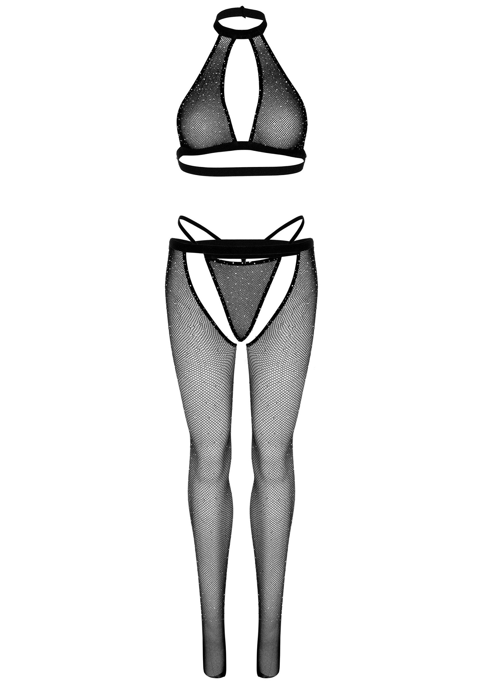Lingerie Leg Avenue Keyhole Top, String and Crotchless Tights