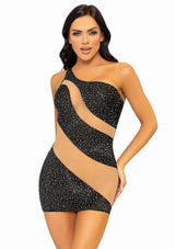 Lingerie Leg Avenue Rhinestone Mini Dress with Mesh Accents