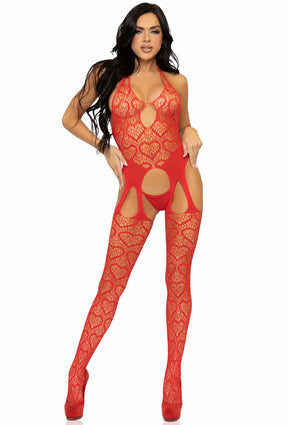 Lingerie Leg Avenue Seamless Heart Net Suspender Bodystocking