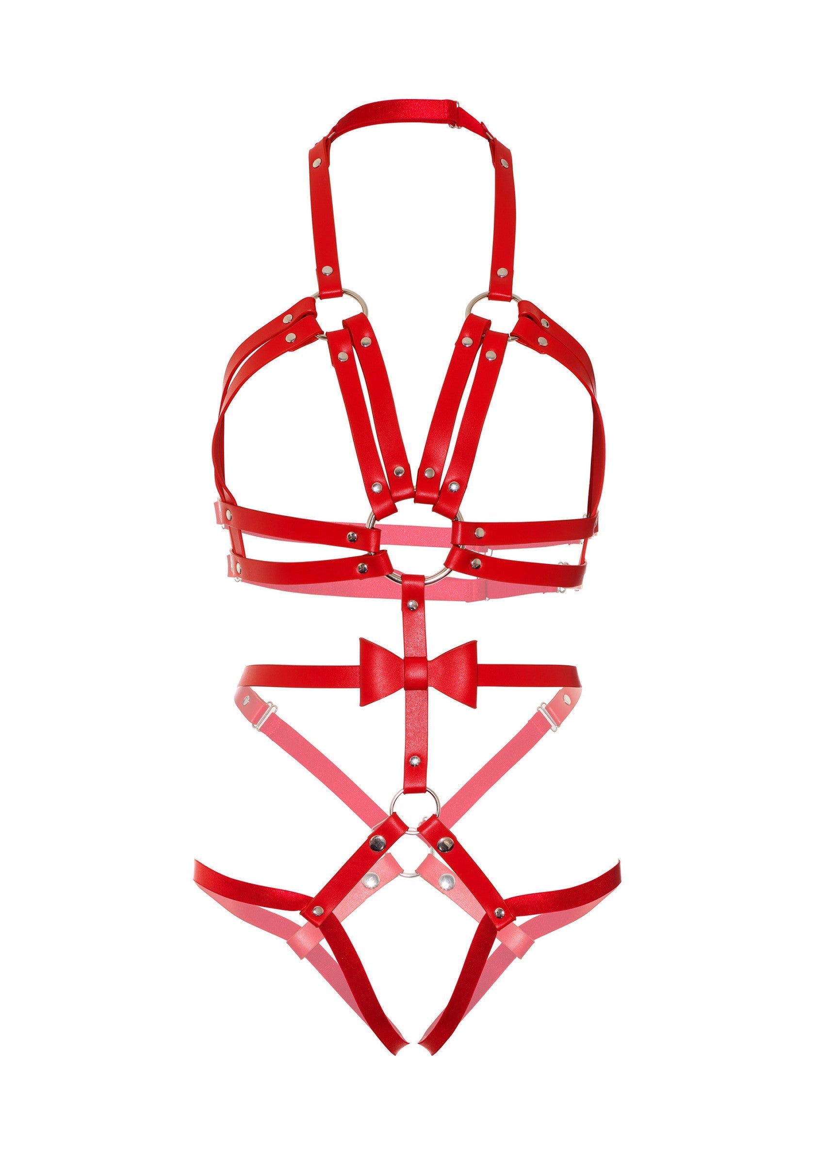 Lingerie Kink Vegan Leather Harness with Bow