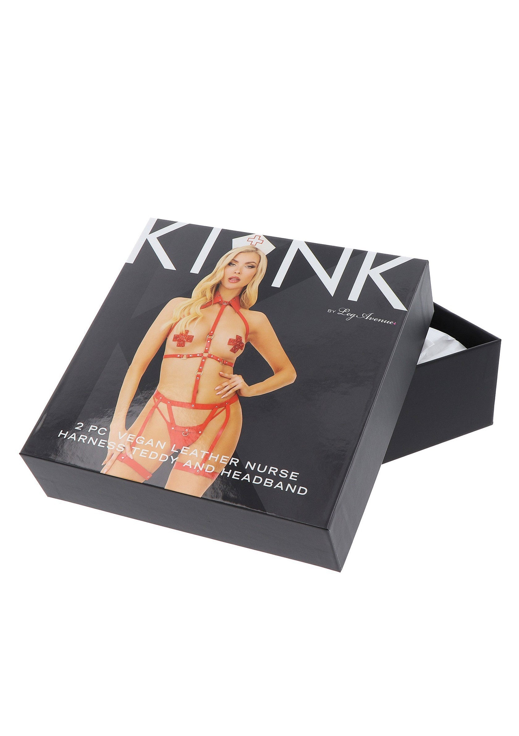 Lingerie Kink Vegan Leather Harness, Collar and Headband