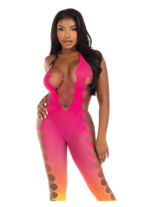 Lingerie Leg Avenue Ombre Faux Lace Up Footless Bodystocking