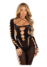 Lingerie Leg Avenue Opaque Cut-Out Footless Bodystocking