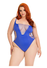 Lingerie Leg Avenue Plus Shredded Racer Back Thong Bodysuit