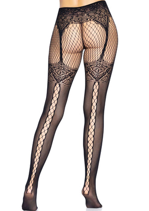 Lingerie Leg Avenue Fishnet Tights with Lace Up Backseam
